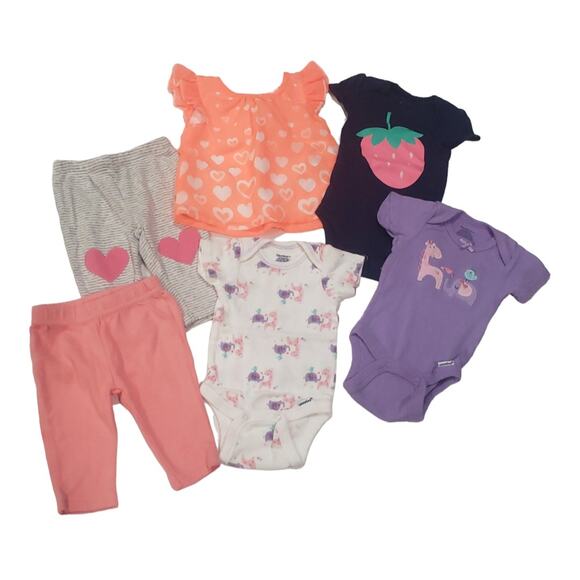 Carter's Gerber's Baby Newborn Onesie Shirt Pant Clothes Bundle 4 Just Born Baby - Picture 1 of 3